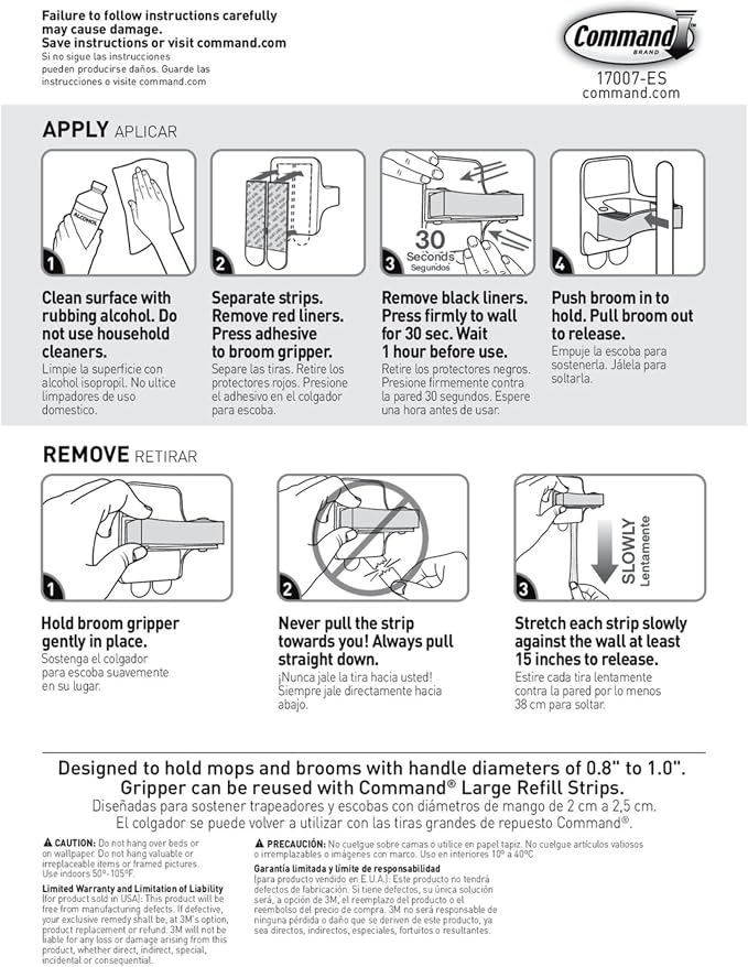Command Broom Grippers, 3 Hangers and 6 Strips, Damage-Free Mop and Broom - Image 10
