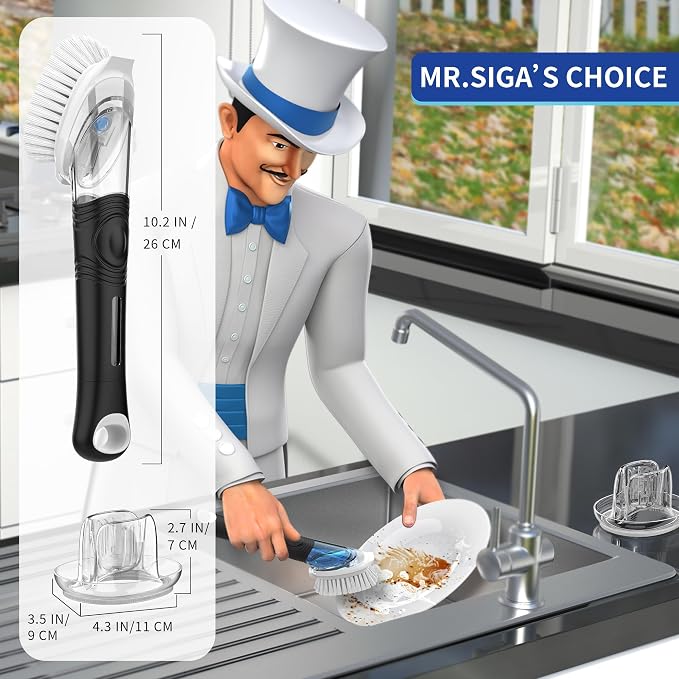 MR.SIGA Soap Dispensing Dish Brush Refills, 4 Pack - Image 8