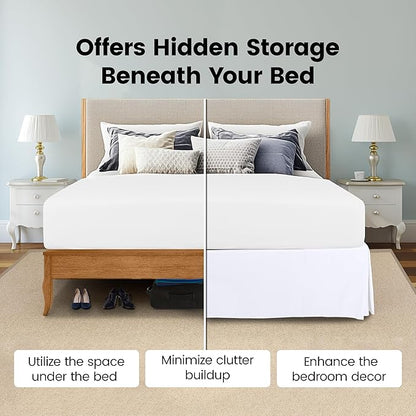 Utopia Bedding Queen Bed Skirt - Soft Quadruple Pleated Ruffle - Easy Fit with 16 Inch Tailored Drop - Hotel Quality, Shrinkage and Fade Resistant (Queen, White)