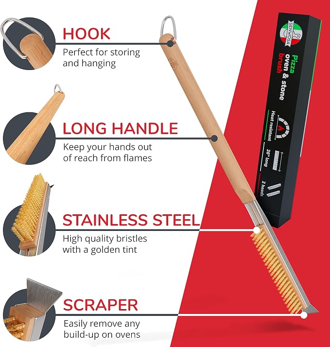 26” Pizza Oven Brush with Stone Scraper - Image 7
