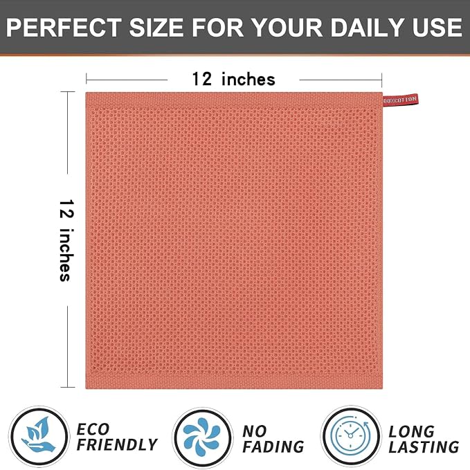 Kitinjoy 100% Cotton Kitchen Dish Cloths, 6 Pack Waffle Weave Ultra Soft - Image 5