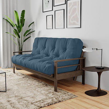 Royal Sleep Products by The Futon Factory 6 inch Foam Futon Mattress - Solid Denim Blue Cover - Full Size - CertiPUR Certified Foams - Made in USA - Replacement Mattress - (Frame not Included)