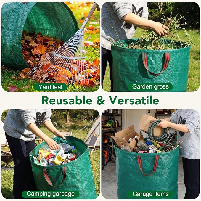 53 Gallons Reusable Yard Waste Bags, 2 Packs Lawn and Leaf Bags - Image 7