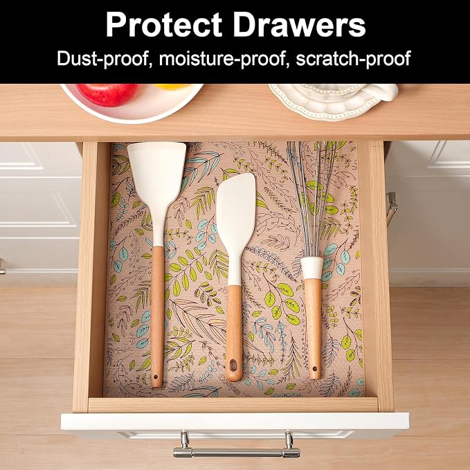 Cooyes Shelf Liners for Kitchen Cabinets, Refrigerator Liners Waterproof & - Image 2