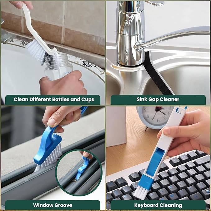 14 Pcs Crevice Cleaning Brush Set – Hard Bristle Cleaning Tools - Image 6