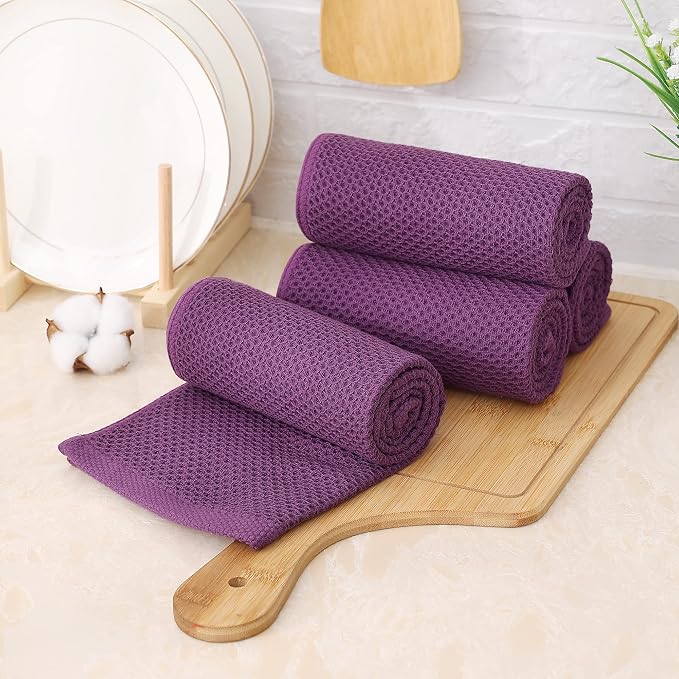 Kitinjoy 100% Cotton Waffle Weave Kitchen Hand Towels - Image 7