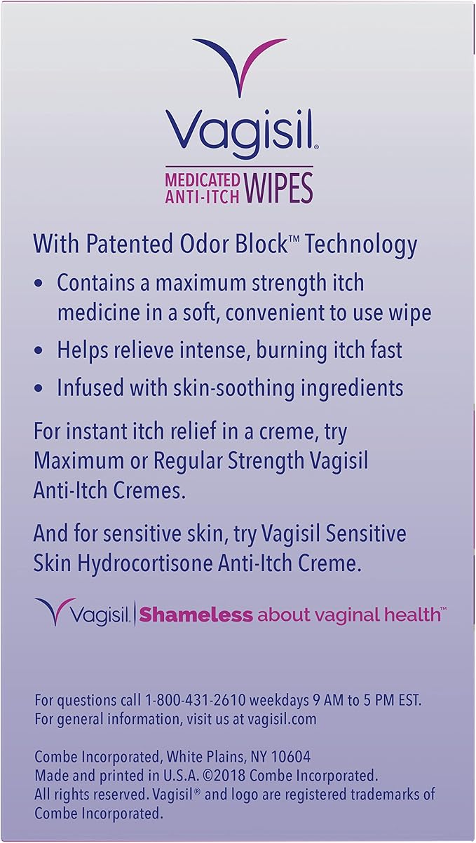 Vagisil Wipes, Anti-Itch Medicated Feminine Vaginal Wipes, Maximum Strength - Image 5