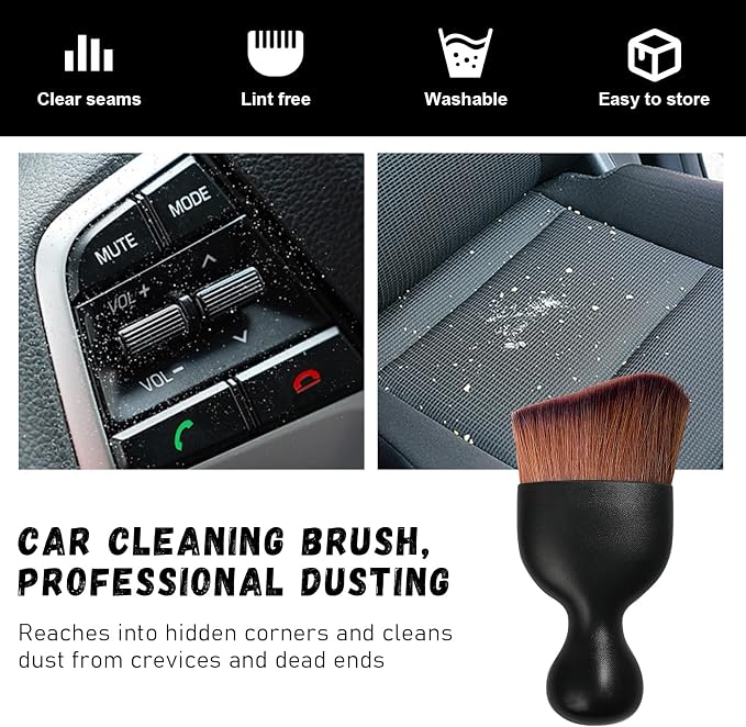 Ziciner 2 PCS Car Detailing Brush, Curved Soft Bristles Auto Removal Dust - Image 6