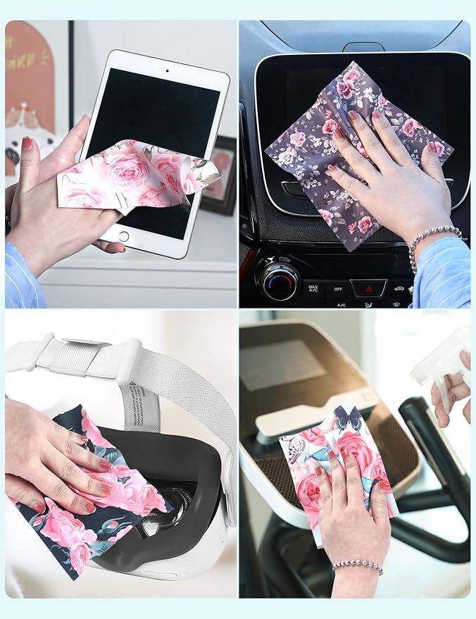6PCS Thickened Glasses Cleaning Cloth Elegant Flower Design Microfiber Cleaning - Image 6