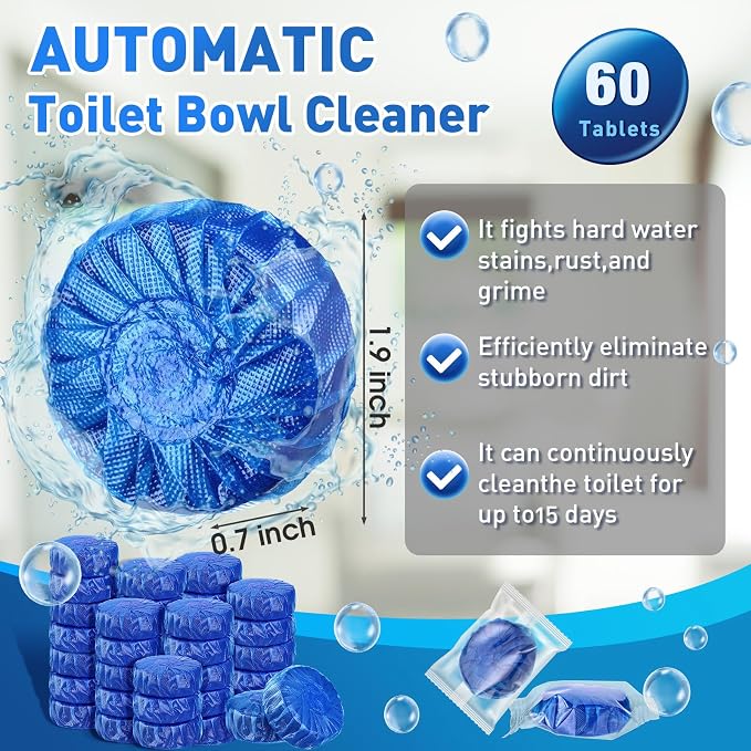 Qualirey 60 Pack Automatic Toilet Cleaner Tablets Toilet Bowl Long Lasting - Image 2