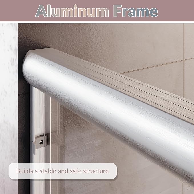 ELEGANT 58.5-60 in. W x 72 in. H Semi-Frameless Sliding Shower Door in Brushed - Image 4