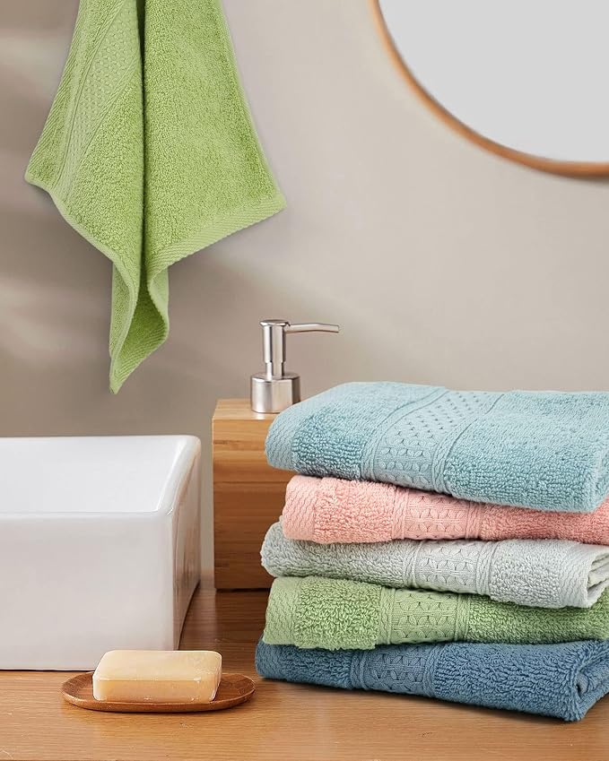 Cleanbear Pure Cotton Wash Cloths Face Cloths, 6 Colors per Set, 13 x 13 Inches - Image 7