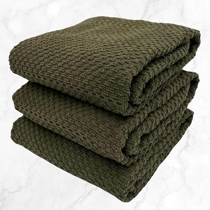 Serafina Home Olive Green Kitchen Hand Dish Towels: Oversized 28" x 18" - Image 5