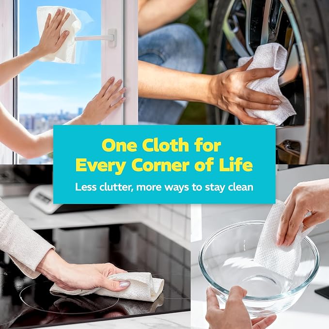 45 Pack Plant-Based Reusable Cleaning Cloth Rolls, Household Hand Wipes - Image 5