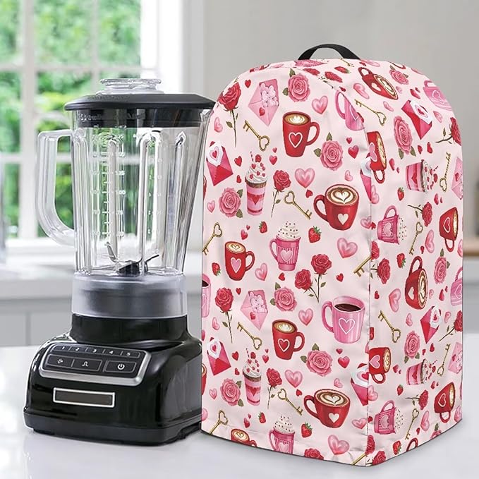 Pink Blender Dust Cover Valentine's Day Food Processor Cover Coffee Machine Appliance Covers for Kitchen Counter Blender Covers for Kitchen Machine