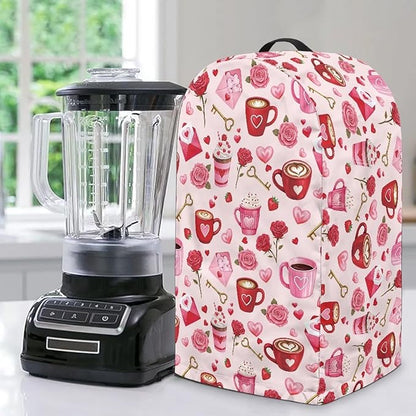 Pink Blender Dust Cover Valentine's Day Food Processor Cover Coffee Machine Appliance Covers for Kitchen Counter Blender Covers for Kitchen Machine