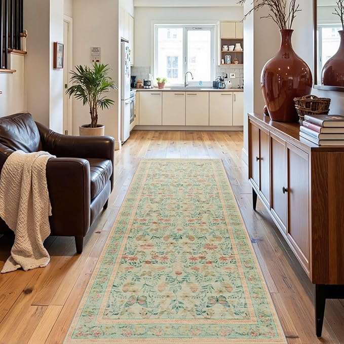 2x5 Floral Runner Rug, Washable Runners - Image 9
