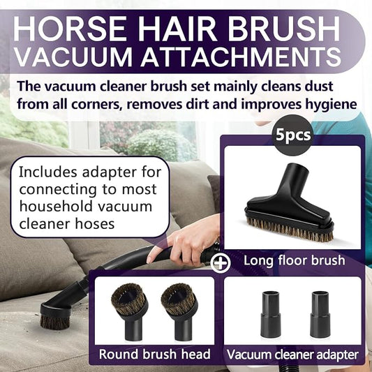 5PCS Horse Hair Brush Vacuum Attachment Set - Image 2