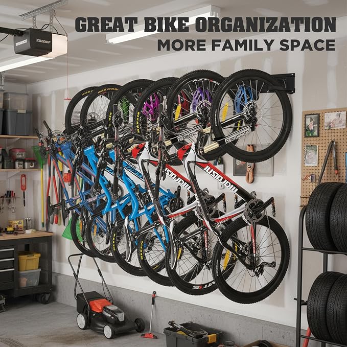 HORUSDY Stainless Steel Bike Storage Rack, 6 Bike Storage Hanger Wall Mount and - Image 7