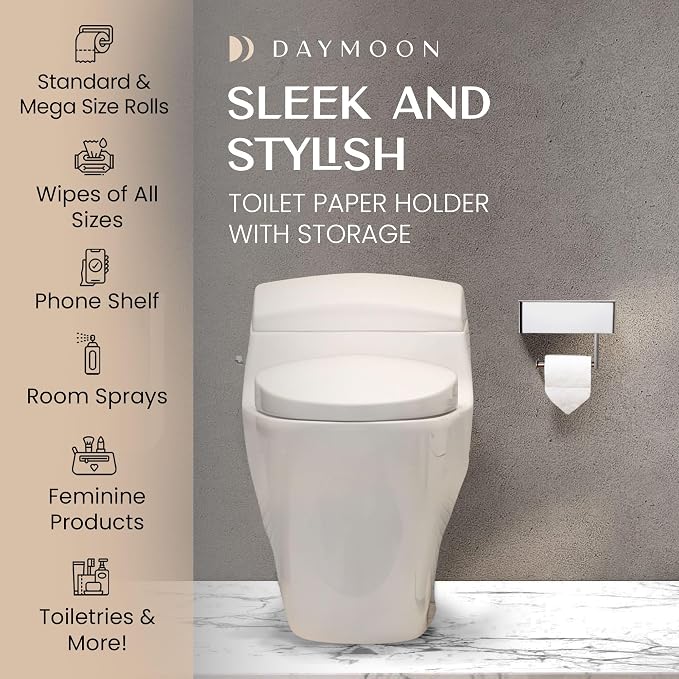 Day Moon™ Chrome Toilet Paper Holder - Image 3