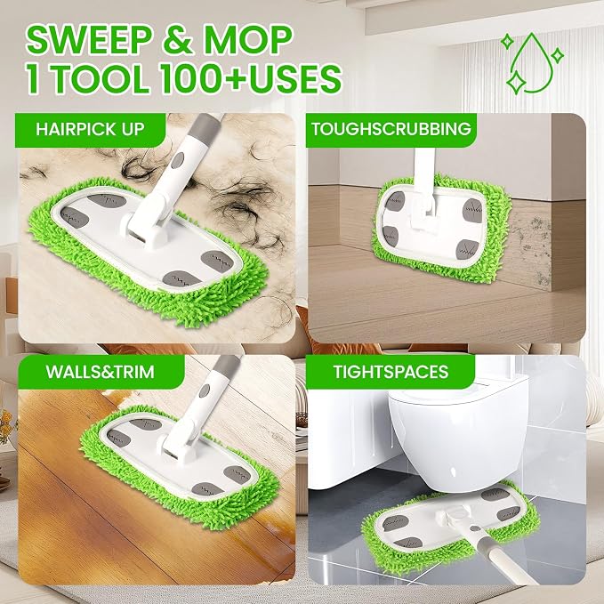 Reusable Microfiber Floor Mop System, Wet & Dry Sweeper Kit, Includes 1 Sweeper - Image 2