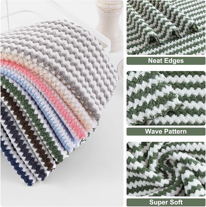 Homaxy 12 Pack Kitchen Dish Cloths, Ultra Soft and Absorbent Dish Towels - Image 2