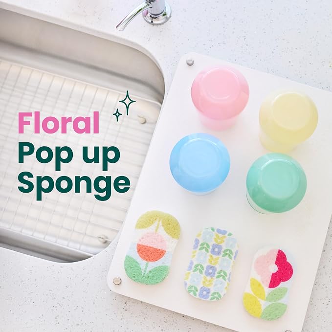 Scotch-Brite Brite Blooms Pop Up Kitchen Sponges, Unique Compressed Kitchen - Image 8