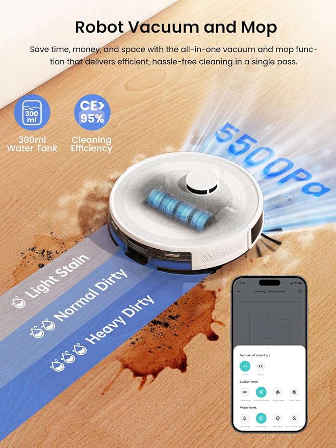 Lefant LiDAR Robot Vacuum and Mop, 45-Day Self-Emptying, 190° PSD Obstacle - Image 6