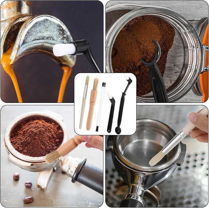 5pcs Coffee Machine Cleaning Brushes Set, Boar Bristle Espresso & Grinder - Image 7