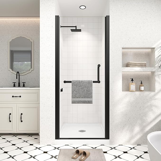 Frameless Pivot Shower Door 28"-30" Wx72 H, 1/4" Clear Nano Coated Tempered by Unknown