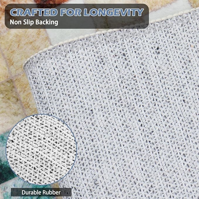 Runner Rug Washable 4x19 FT, Non Slip Rubber Backing Abstract Carpet, Soft Area Rugs for Bedroom Kitchen Hallway Entryway Bathroom, Customized