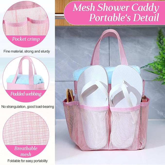 Hillban 4 Pcs Mesh Shower Caddy Portable Large Quick Dry Shower Caddy Basket - Image 3