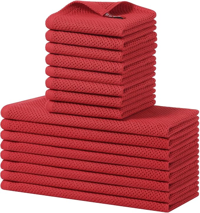 Homaxy 100% Cotton Kitchen Towels and Dishcloths Set, 12 x 12 Inches and 13 x by Homaxy