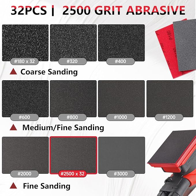 32-Pack 3x4 Inch 2500 Grit Hook & Loop Sanding Sponges - Image 2
