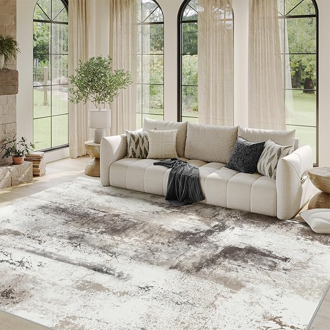 3x5 Indoor Entryway Rug, Modern Abstract Washable Rug, Boho Non Slip Throw - Image 4