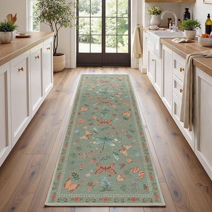 2x6 Floral Runner Rug, Washable Runners by Rugxara