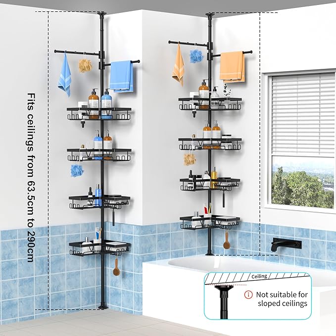 KEGII Black Shower Caddy Tension Pole - Image 6