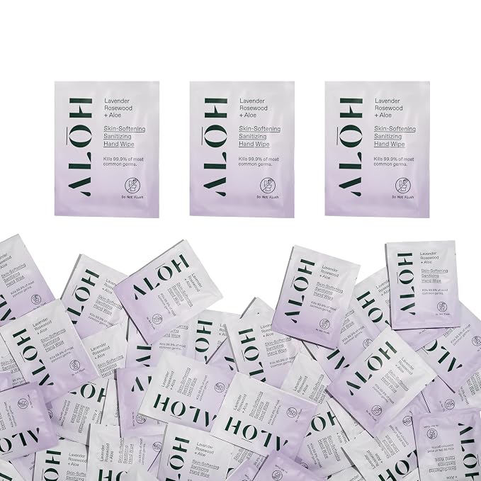 ALŌH Skin - Softening Sanitizing Hand Wipes – Lavender Rosewood + Aloe - 1 Box by AL%C5%8CH