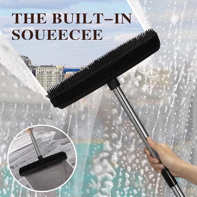 Pet Rubber Broom with 49inch Long Handle, Portable Detailing Lint Remover - Image 3