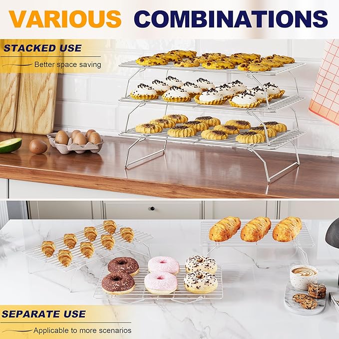 3 Tier Stackable Cooling Rack for Batch Cooling Cookie, Cake-15.8”x 10”- Heavy - Image 5