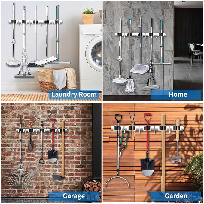 2 Pack Broom Holder Wall Mount, Stainless Steel Broom Hanger Wall Mount - Image 5