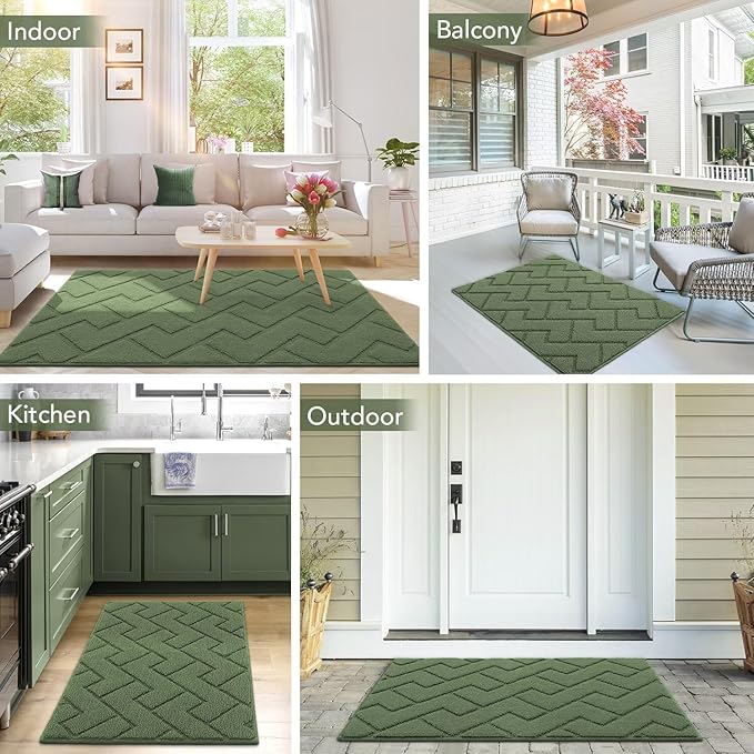 hicorfe Indoor Door Mat, Non Slip Door Mats, Absorbent Resist Dirt Entrance - Image 2