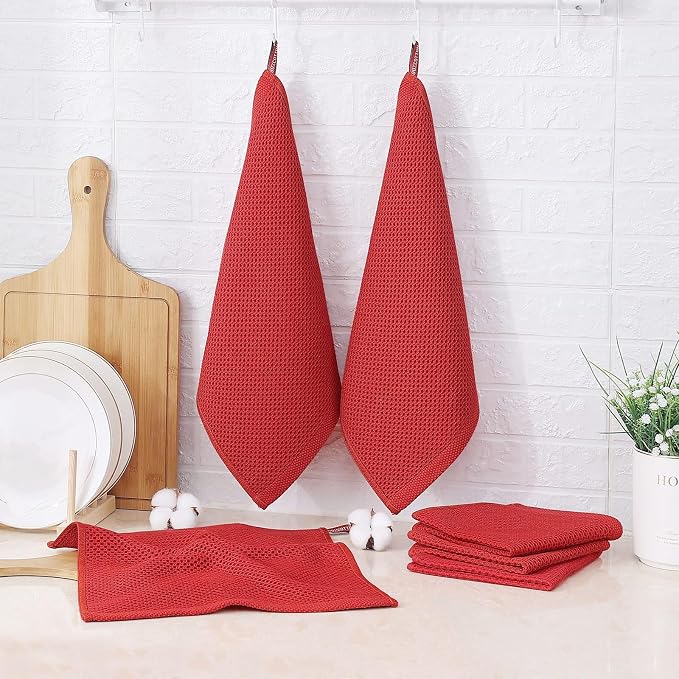 Kitinjoy 100% Cotton Kitchen Dish Cloths, 6 Pack Waffle Weave Ultra Soft - Image 6