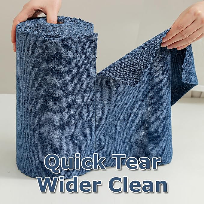 Jessy Home 80 Pack Microfiber Cleaning Cloth Roll Reusable Paper Towels 12"x12" - Image 3