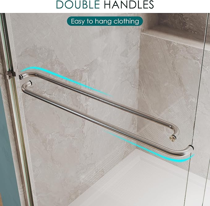 ELEGANT Double Sliding Shower Door 56-60" W x 72" H, Semi-Frameless Bypass - Image 4