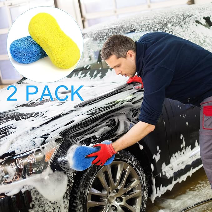 Tanlade 2 Pcs 2 Pack Large Microfiber Car Wash Sponge - Image 5
