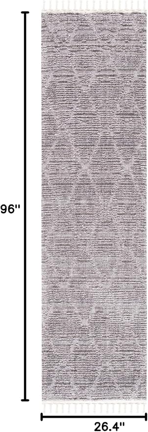 SAFAVIEH Marrakech Collection Runner Rug - 2'2" x 8', Grey, Moroccan Boho Tribal Tassel Design, Non-Shedding & Easy Care, Ideal for High Traffic Areas in Living Room, Bedroom (MRK517F)
