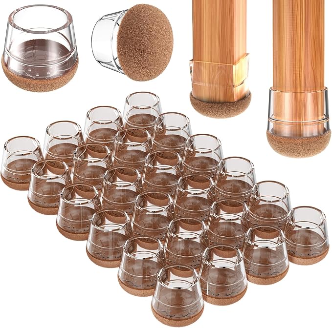 Chair Leg Floor Protectors Medium 24Pcs, Silicone Chair Leg Protectors by YTEACIUL