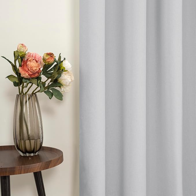YoungsTex Light Grey Linen Blackout Curtains 45 Inch Length - Image 7