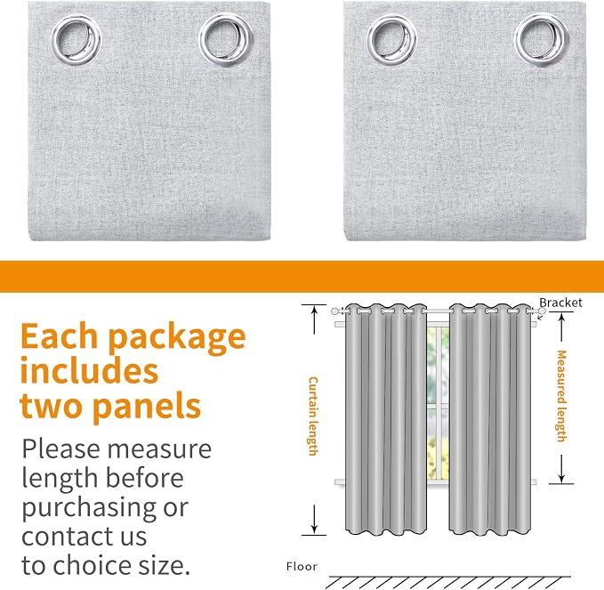 YoungsTex 54 Inch Length Linen 100% Blackout Curtains - Image 8